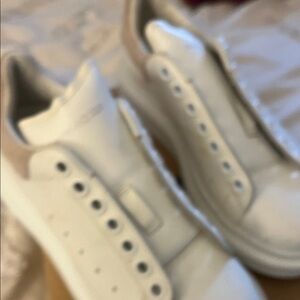 White and Beige Sneakers